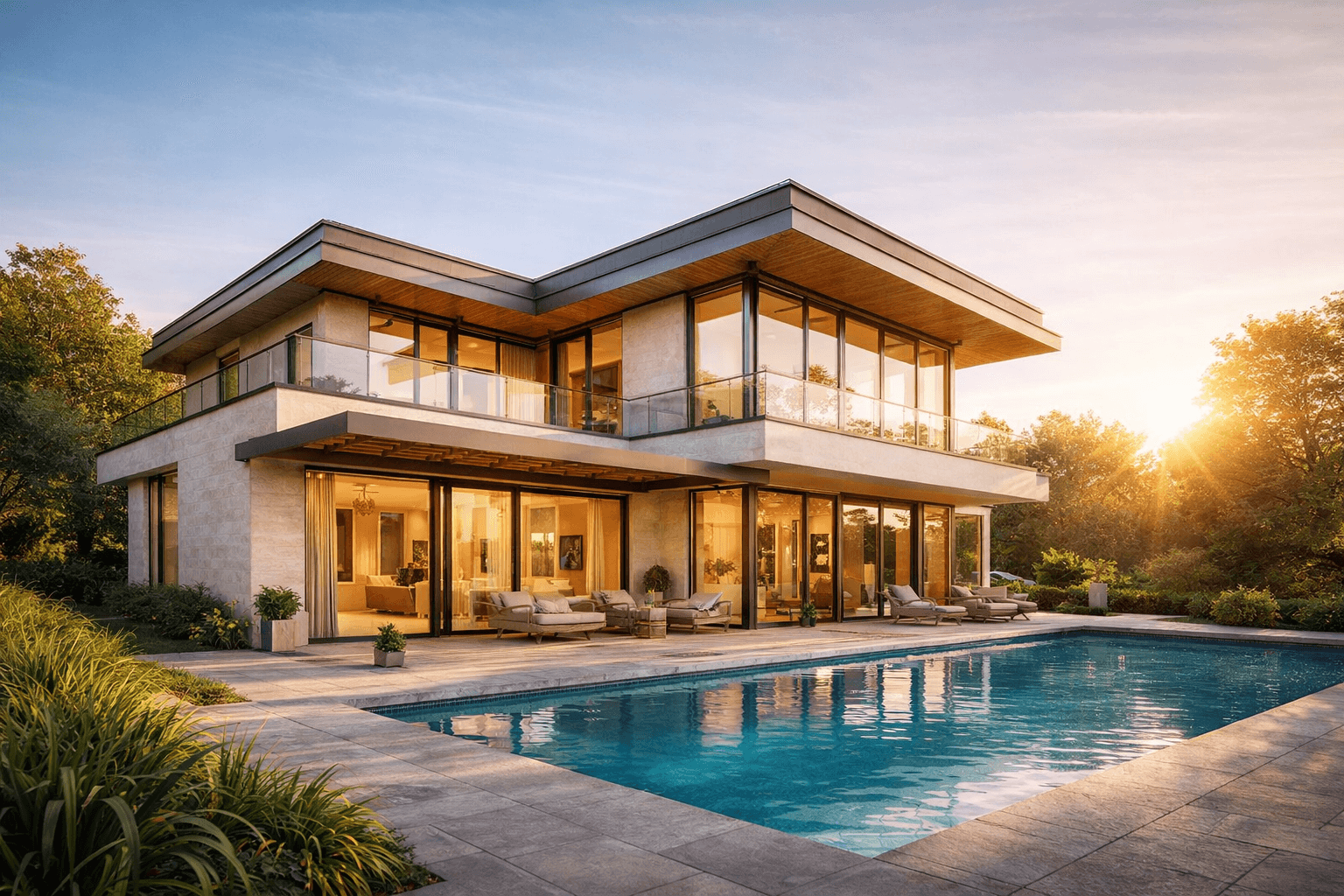 Moderní pergola a venkovní stínění u rodinného domu